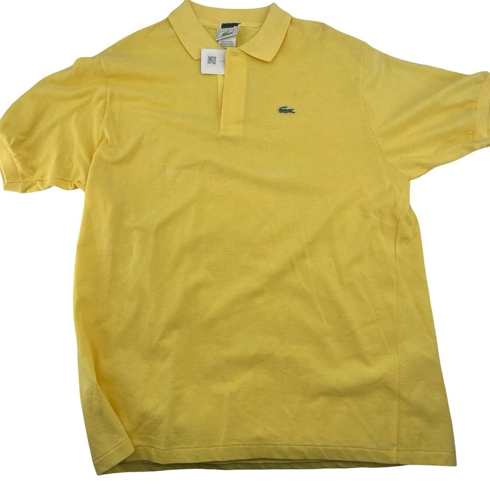 Lacoste Men's Polo Short Sleeve Yellow Cotton Vintage 1990s Size 7